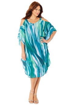 Open-Shoulder Chiffon Dress