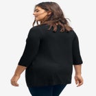 Stretch Jersey Knit V-Neck Three-Quarter Sleeve Knot Front Tunic image number 1