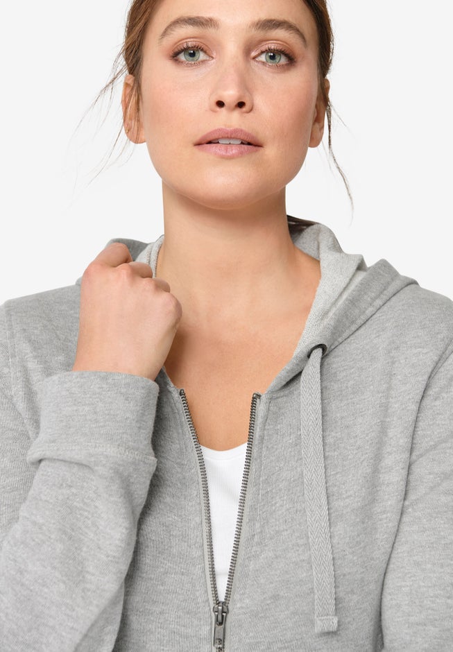 French Terry Long Zip Front Hoodie image number 2