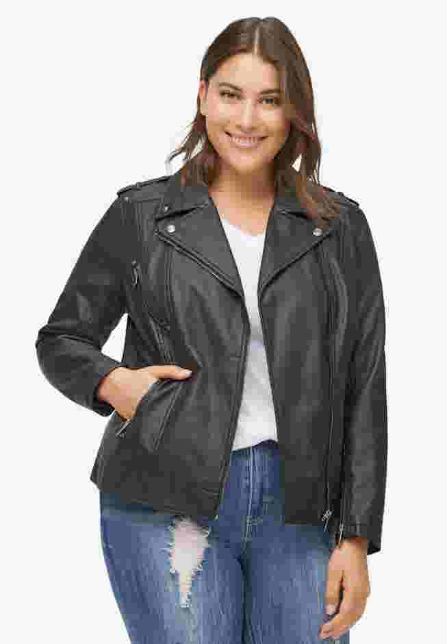 Faux Leather Moto Jacket image number 0