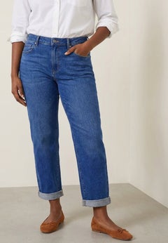 Mid-Rise Stretch 5-Pocket Relaxed Fit Boyfriend Jeans