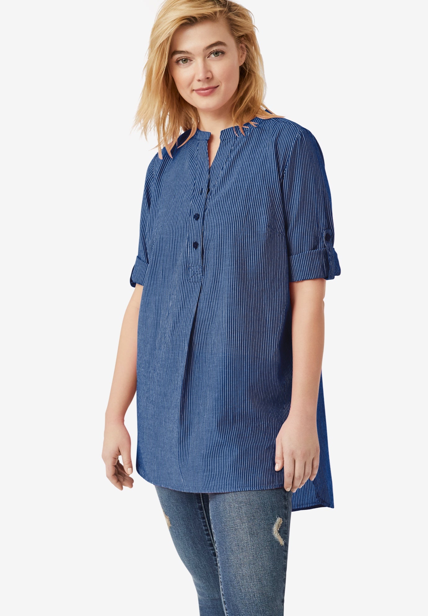 Breezy Cotton Henley Tunic image number 0