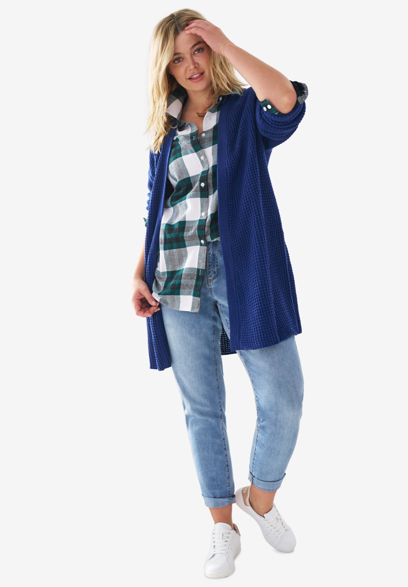 Open Front Waffle Cardigan image number 3