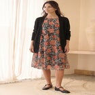 Open Front Long Ribbed Sleeve Waffle Cardigan image number null