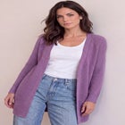 Open Front Long Ribbed Sleeve Waffle Cardigan image number 0