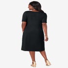 Stretch Cotton Square Neck Midi Dress image number 1