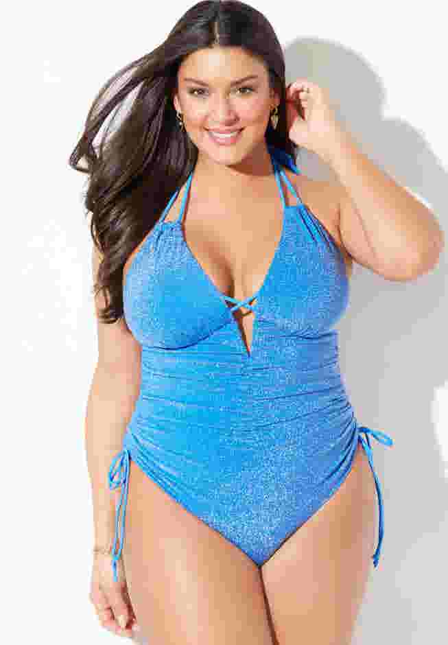 Sparkle Loop Strap Ruched One Piece image number 6