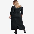 Cotton Spandex Crew Neck 3/4 Sleeve Maxi Dress image number null