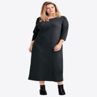 Cotton Spandex Crew Neck 3/4 Sleeve Maxi Dress image number null