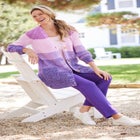 Ombre Shaker Cardigan Sweater image number null