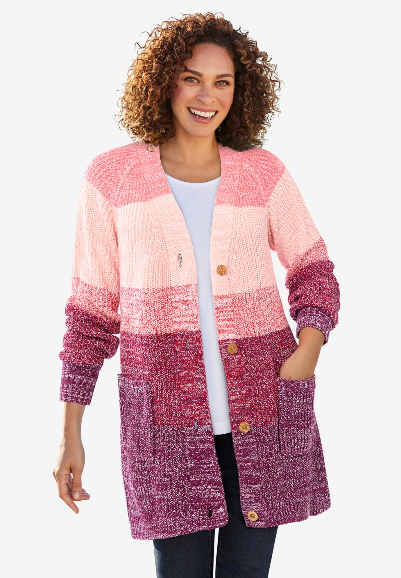 Ombre Shaker Cardigan Sweater image number 2