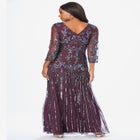Plus Size Beaded V-Neck 3/4 Sleeve Sleeve Maxi Gown image number 1