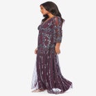Plus Size Beaded V-Neck 3/4 Sleeve Sleeve Maxi Gown image number 2