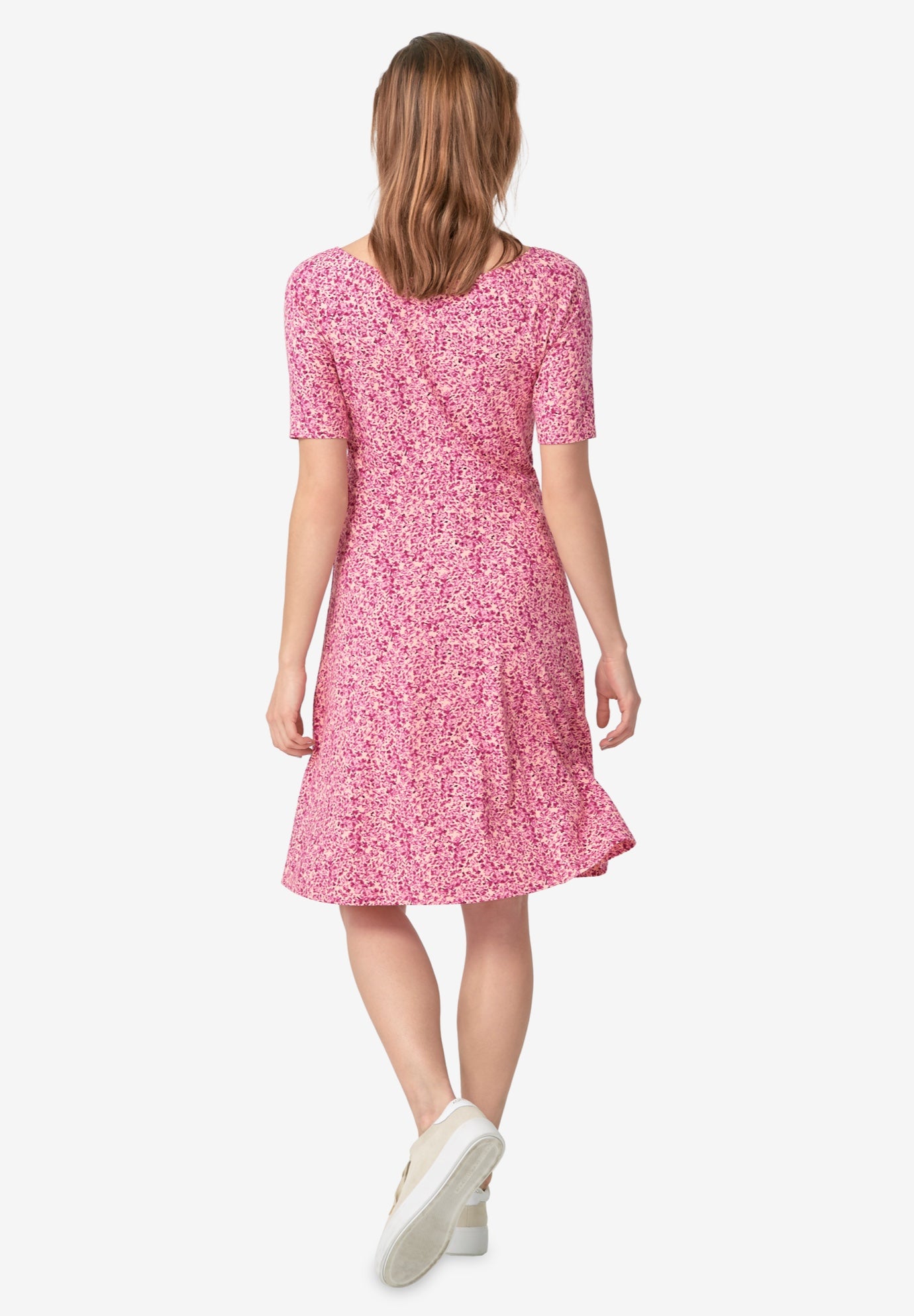 Short Sleeve Fit & Flare Knit Dress image number 1