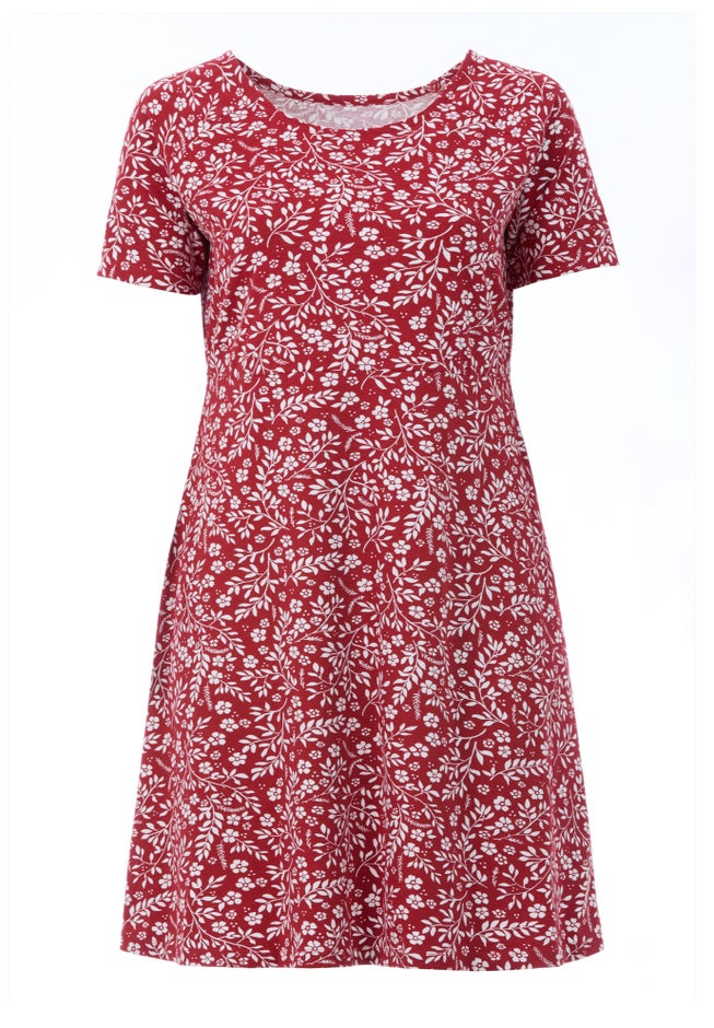 Short Sleeve Fit & Flare Knit Dress image number 2