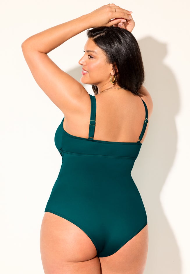 V-Neck One Piece Swimsuit image number 1
