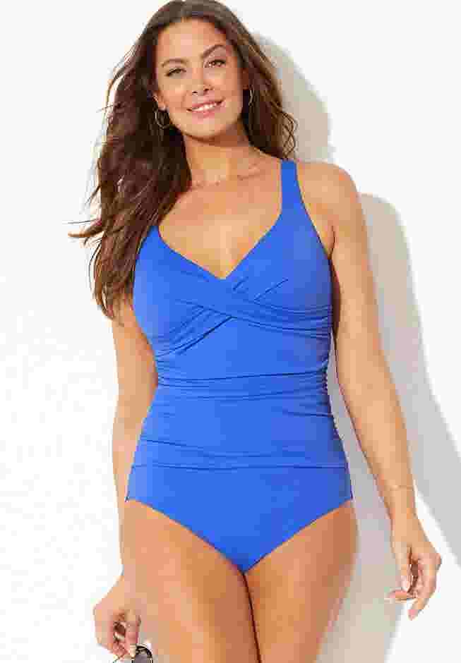 V-Neck One Piece Swimsuit image number 6