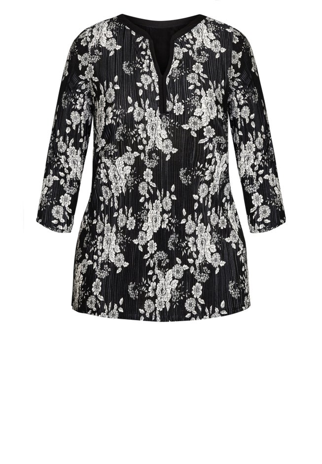 Split Neck Floral Pleated blouse image number null