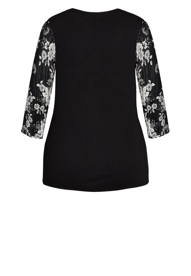 Split Neck Floral Pleated blouse image number null
