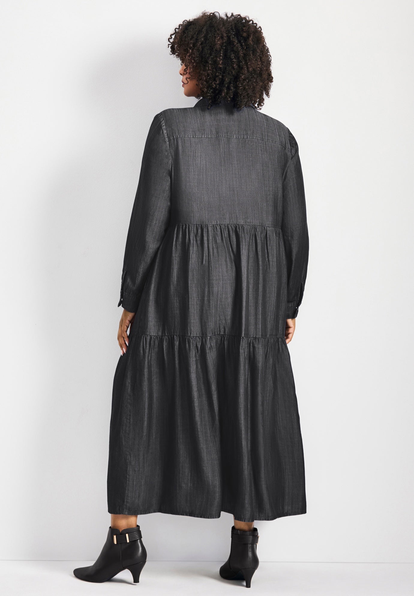 Denim Tiered Shirtdress image number 2