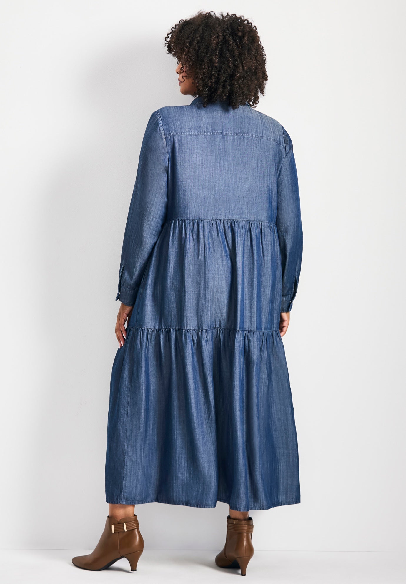 Denim Tiered Shirtdress image number 2