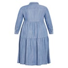 Denim Tiered Shirtdress image number null