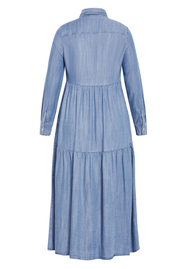 Denim Tiered Shirtdress image number 4