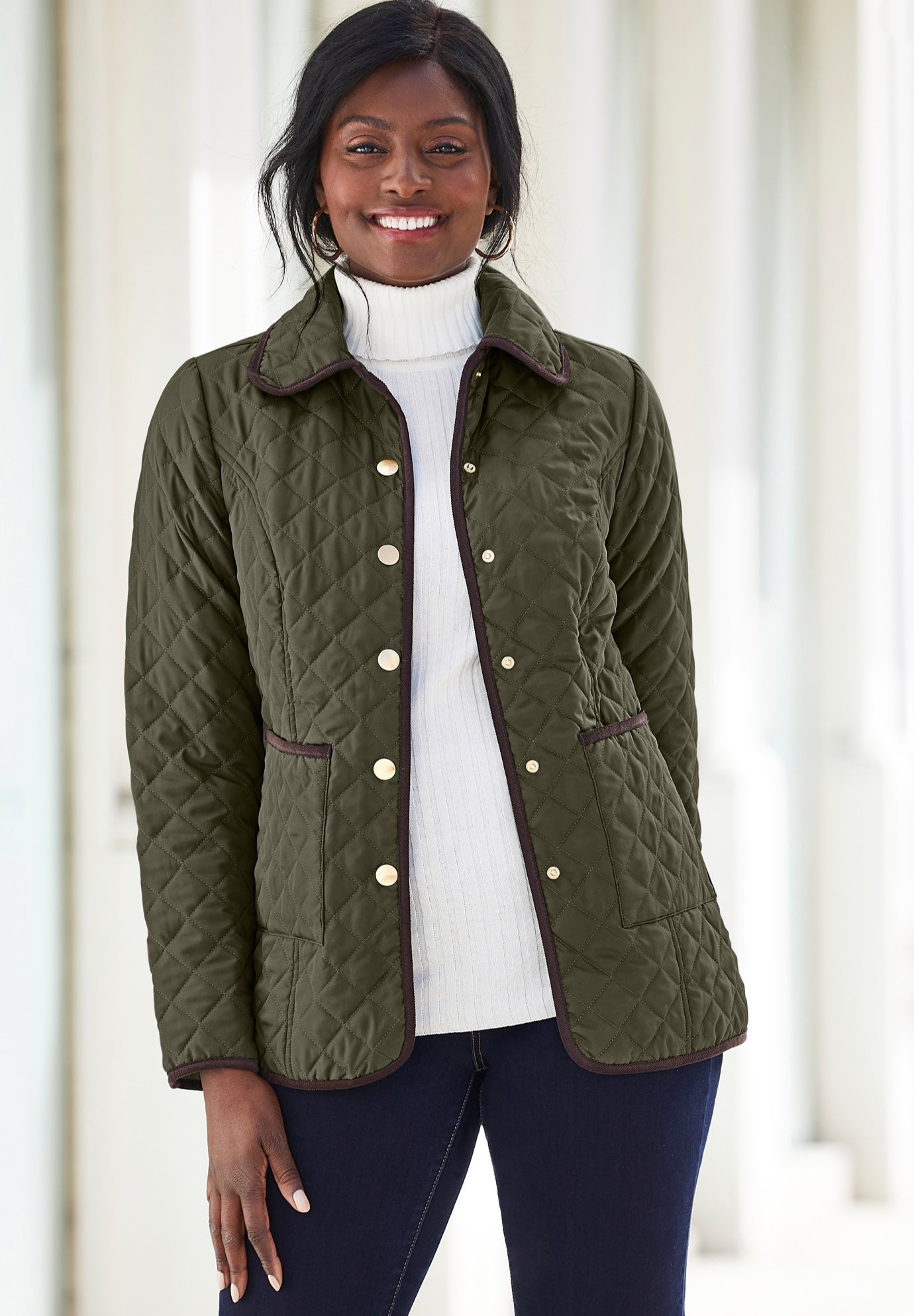 Snap-Front Quilted Coat image number 0