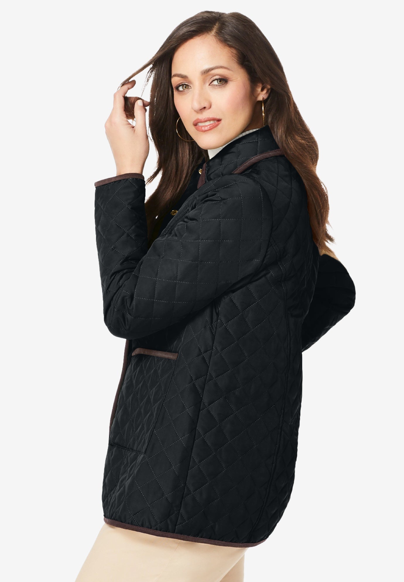 Snap-Front Quilted Coat image number 1