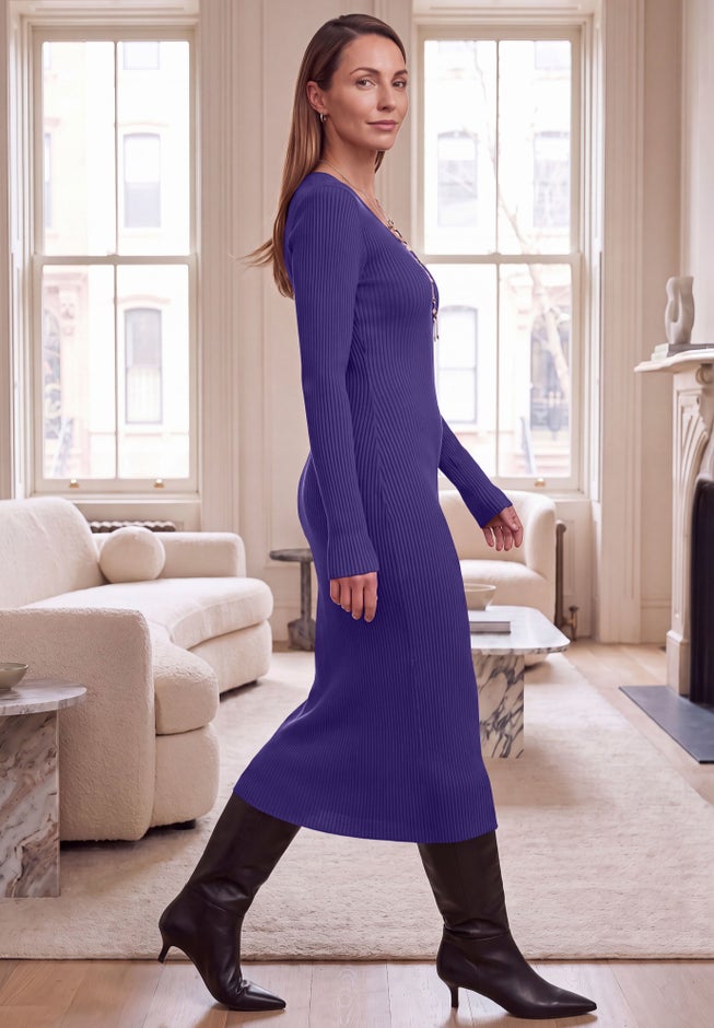 Scoop-Neck Sweater Dress image number 2