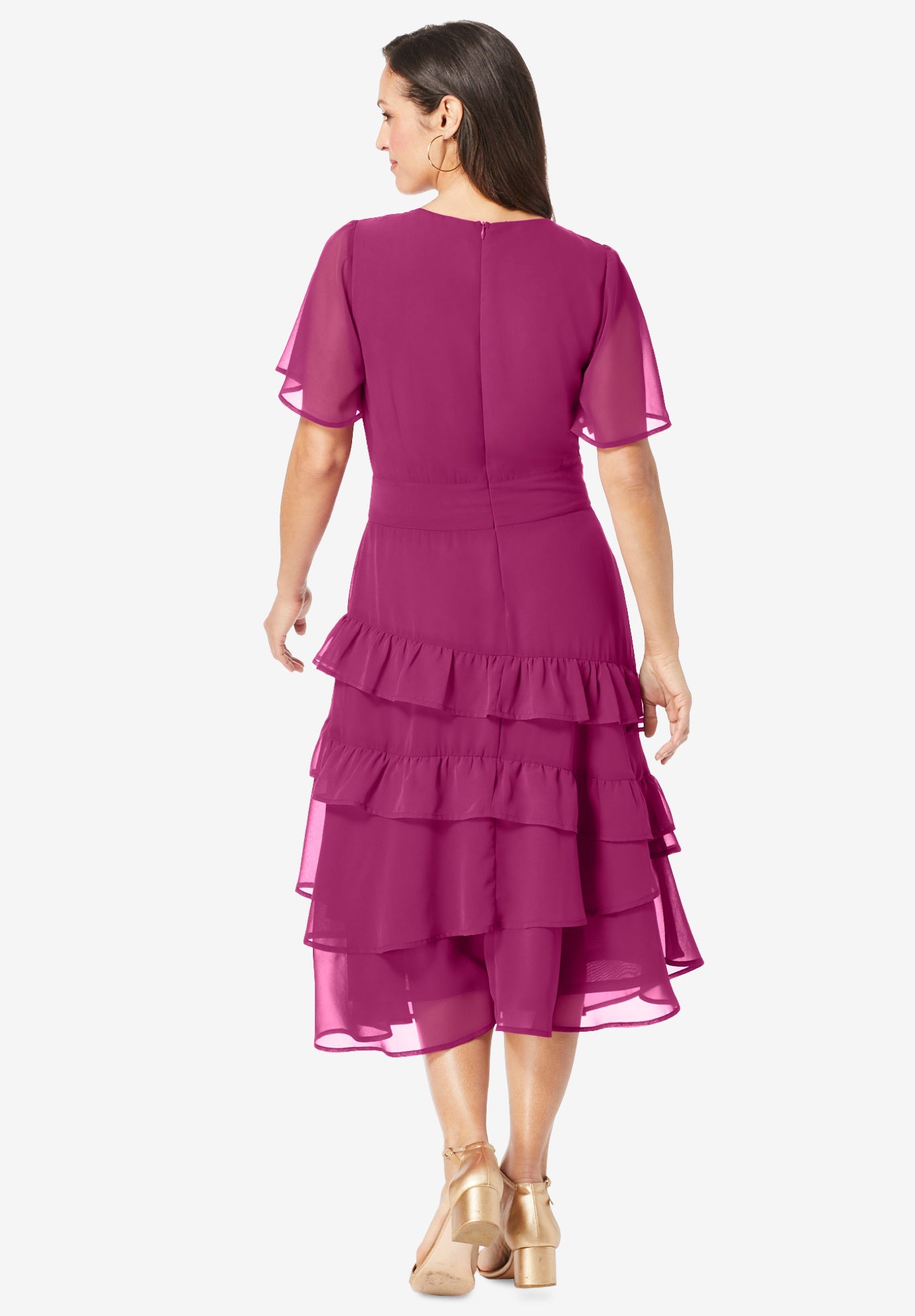 V-Neck Tiered Dress image number 1
