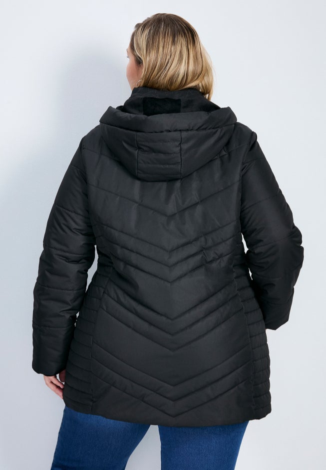 Triple Chevron Hooded Puffer Jacket image number 2
