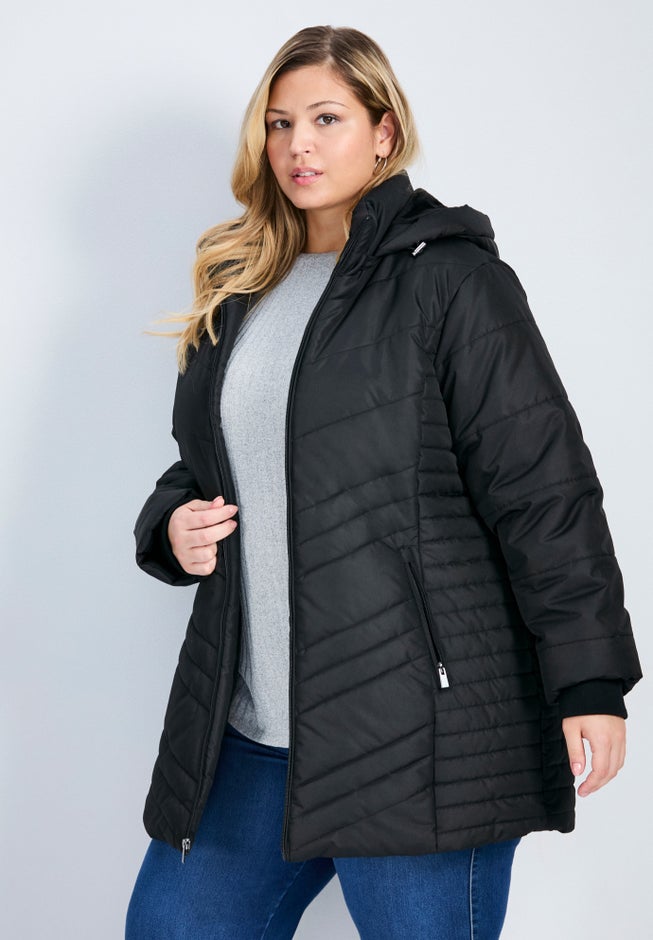 Triple Chevron Hooded Puffer Jacket image number 1