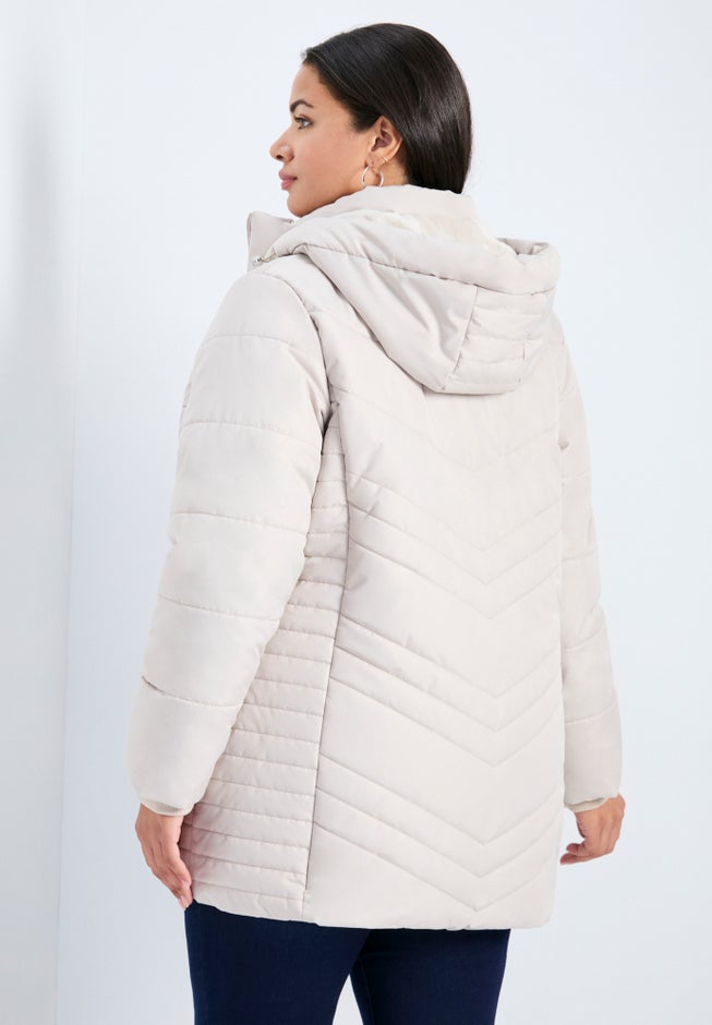Triple Chevron Hooded Puffer Jacket image number 2