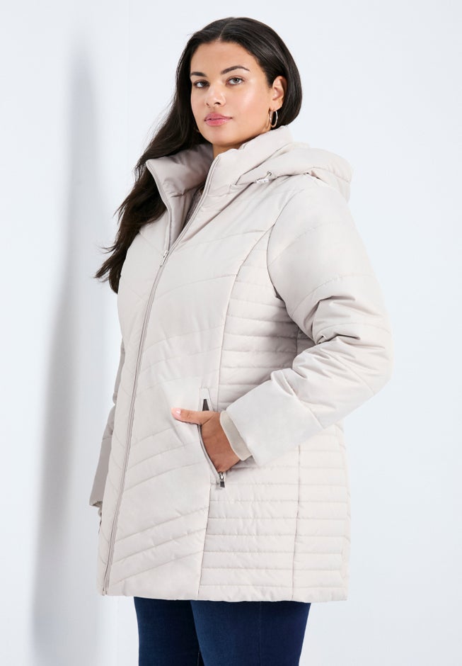 Triple Chevron Hooded Puffer Jacket image number 1