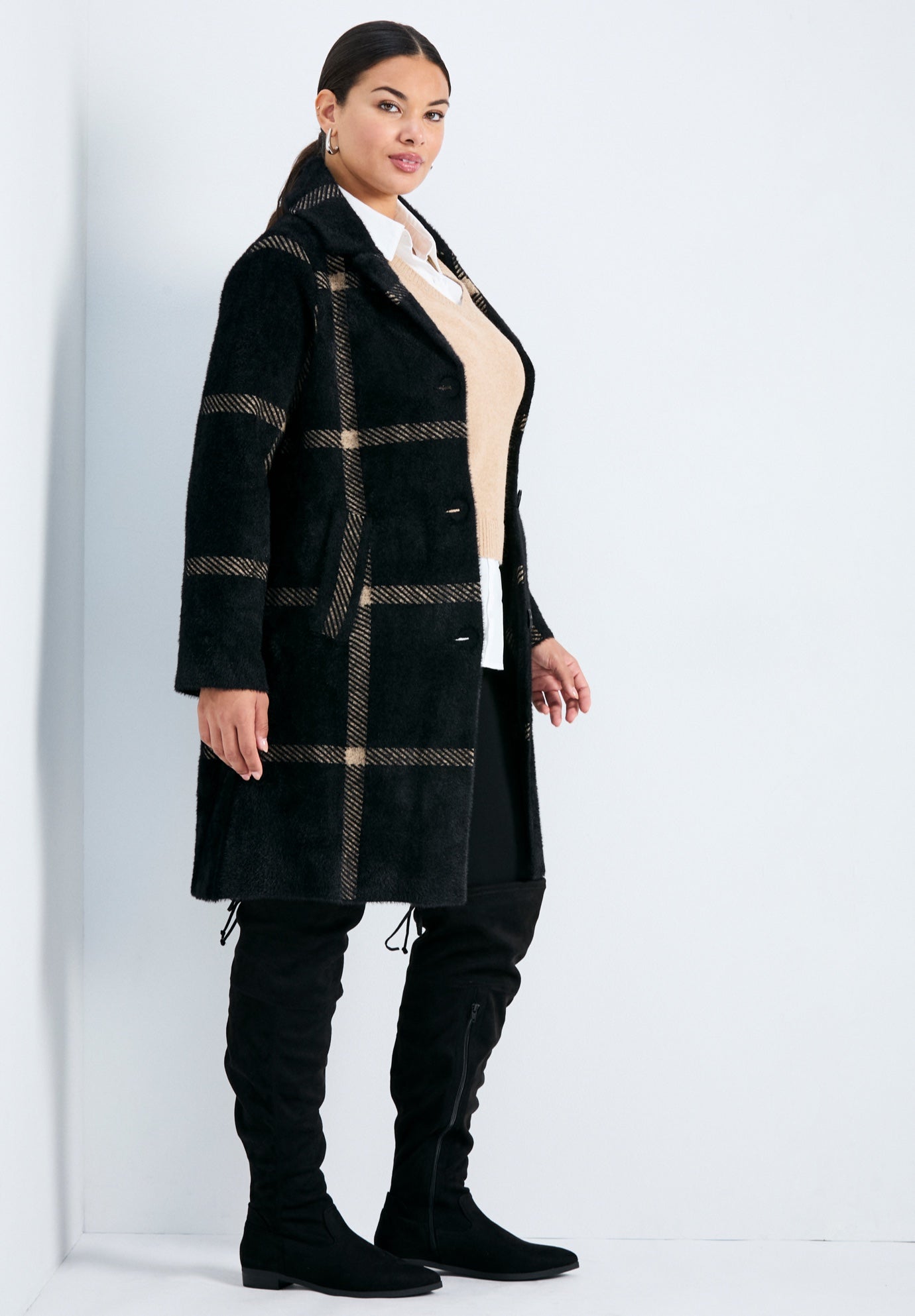 Gigi Check Sweater Coat image number 1