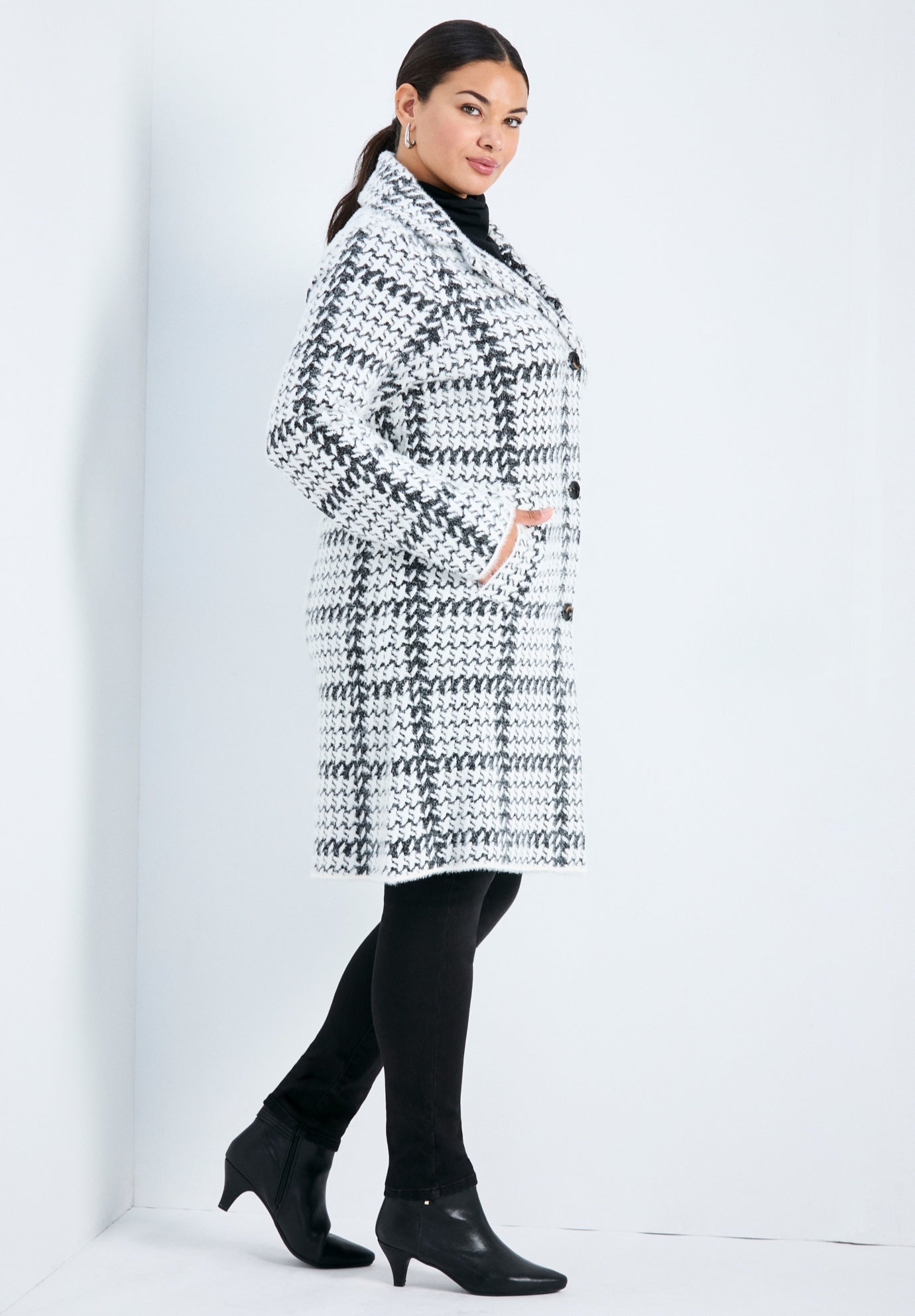Gigi Check Sweater Coat image number 1