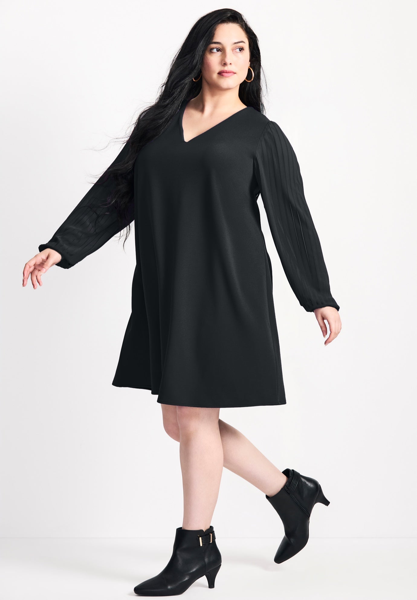 Paloma Blouson Pleated Sleeve Shift Dress image number 1