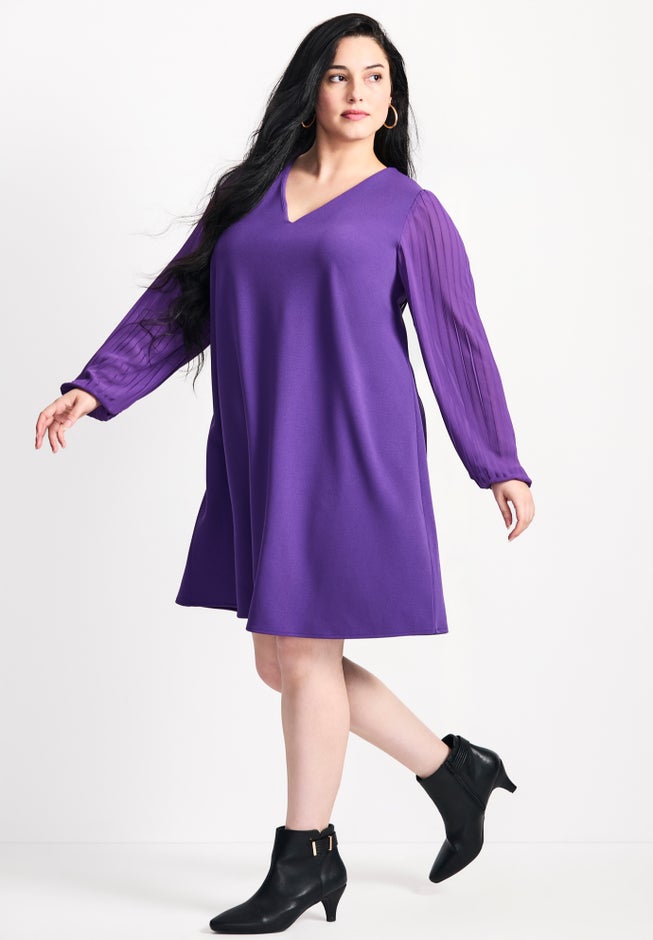 Paloma Blouson Pleated Sleeve Shift Dress image number 1