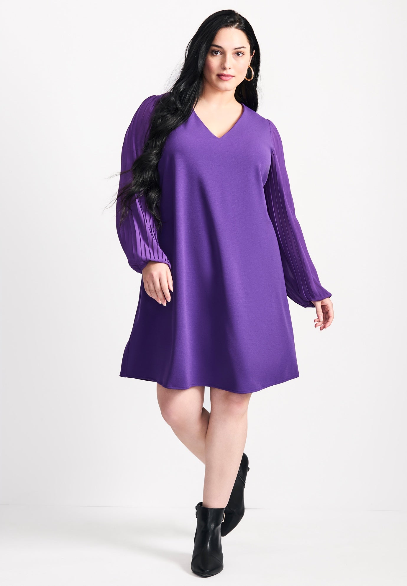 Paloma Blouson Pleated Sleeve Shift Dress image number 0