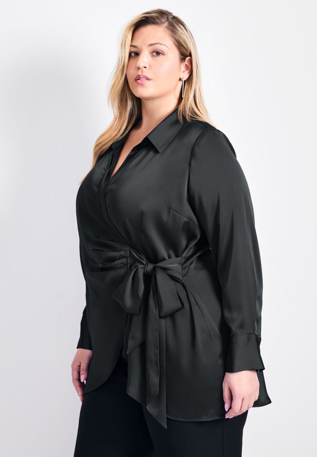 Goldi Satin Wrap Blouse image number 3