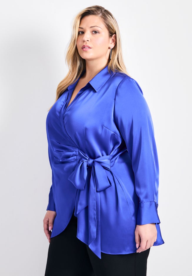 Goldi Satin Wrap Blouse image number 3