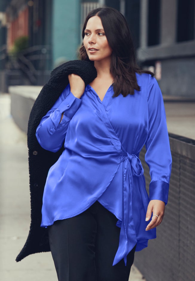 Goldi Satin Wrap Blouse image number 1