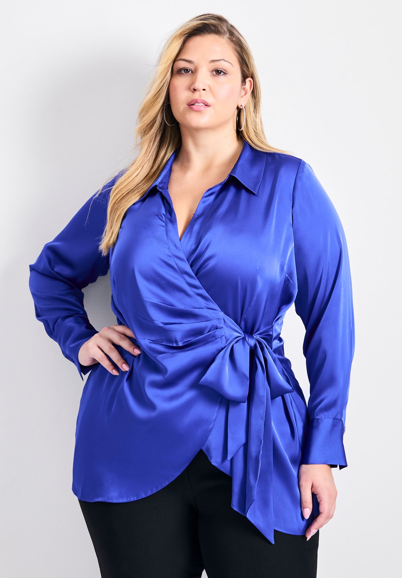 Goldi Satin Wrap Blouse image number 0