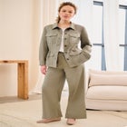 Drapey Wide Leg Elastic Waist Pant image number null