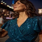 Nina Sequin Wrap Dress image number null