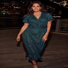 Nina Sequin Wrap Dress image number null