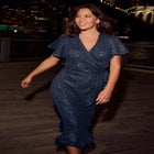 Nina Sequin Wrap Dress image number null