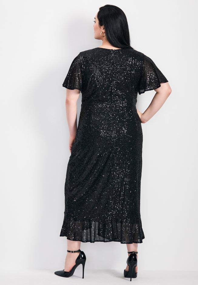 Nina Sequin Wrap Dress image number 4