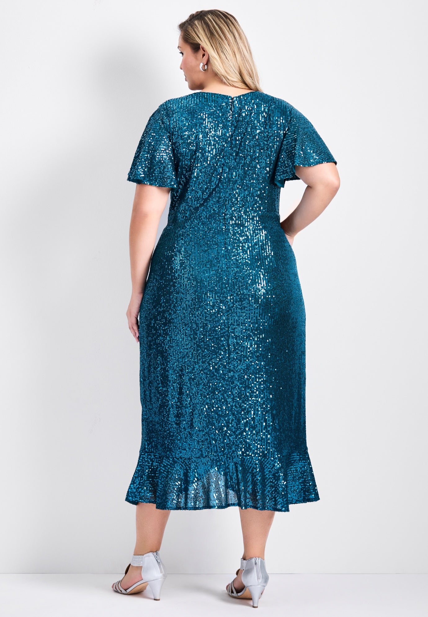 Nina Sequin Wrap Dress image number 4